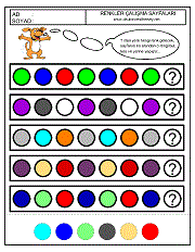 renkler çalışma sayfaları, renkler örüntü çalışmaları